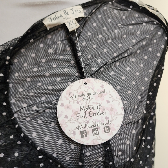 NEW Black and White Polka-dot Ruched Summer Top Size XL - Picture 6 of 6